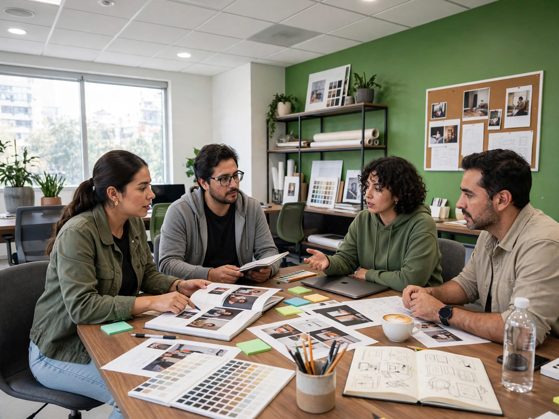 Equipo de diseño y comunicación interna de Salud Digna revisando portafolio