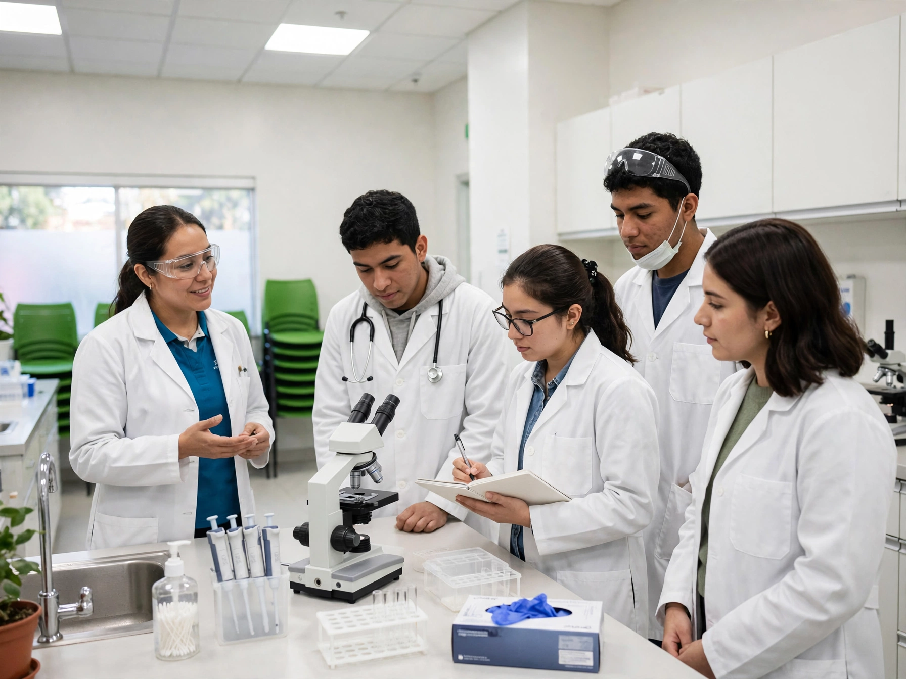 Becarios en prácticas profesionales en laboratorio de Salud Digna