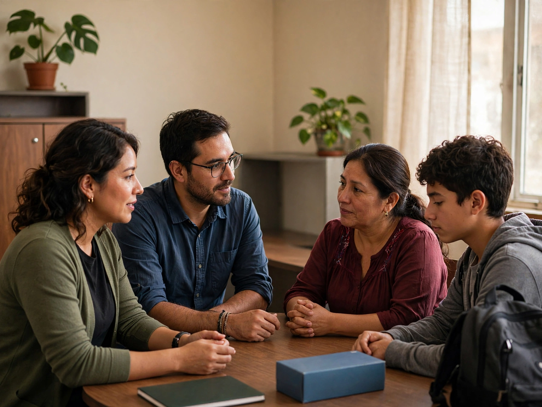 Profesionales de Trabajo Social en CIJ brindando apoyo a madre y joven